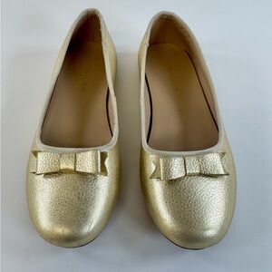 Elephantito - Gold Leather Bow Ballet Flats Girls - Size 13